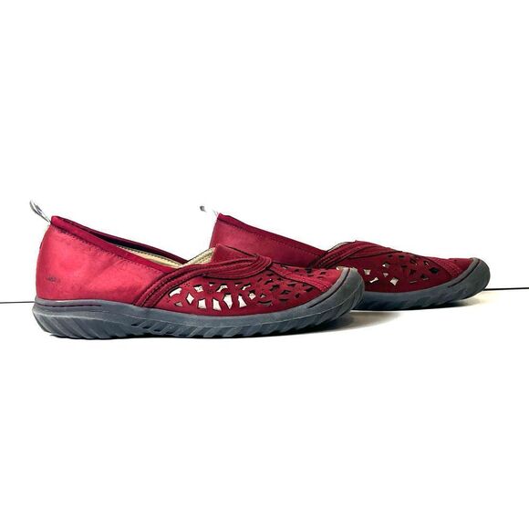 Jambu JBU Memory Foam Womens Sz 11M Red Fabric Flats Comfort Casual Slip On Shoe - Picture 4 of 11
